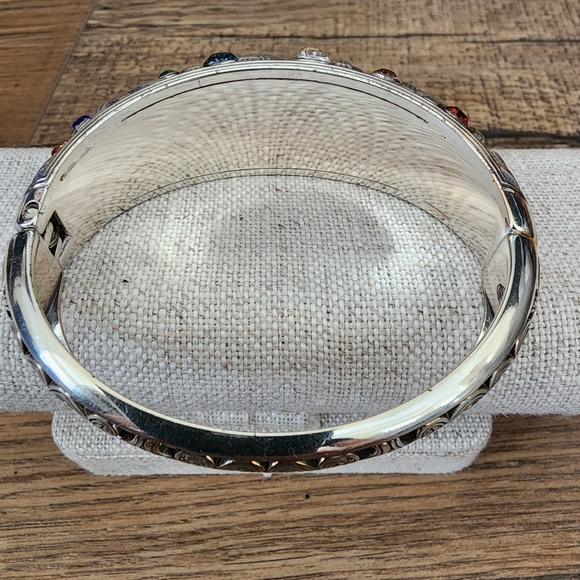 Brighton Multicolor Swarovski Crystals Weave Hinged Bangle Bracelet Retired - Picture 6 of 12